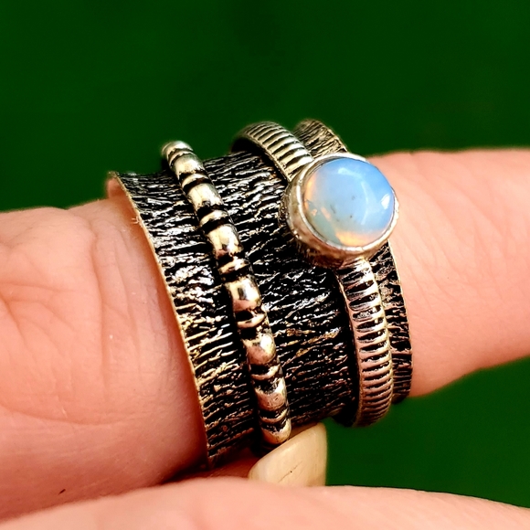 New Opalite 925 Silver Spinner Meditation Ring. - Picture 4 of 8